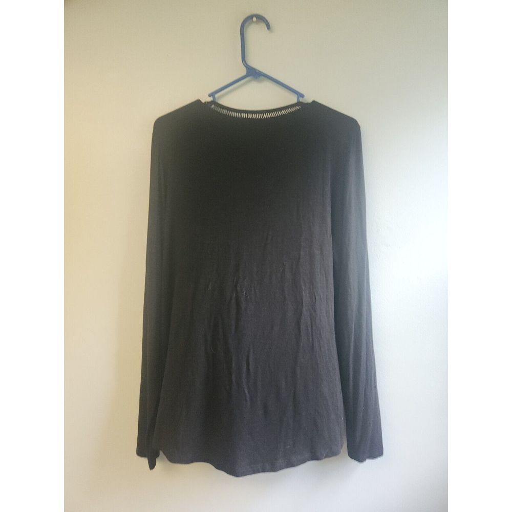 Daniel Rainn Criss Cross Cutout Black Long Sleeve Top Large - Picture 4 of 5